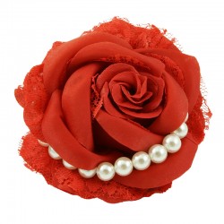 Hårklämma/brosch ros med pärlor