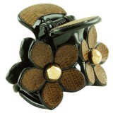 Hårklämma blomformad blank läderfärg