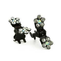 Miniklämma metall 8 mm med strass 2-pack