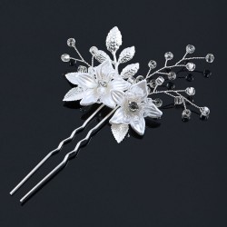 Hårnål vita morgonstjärnor med silverblad